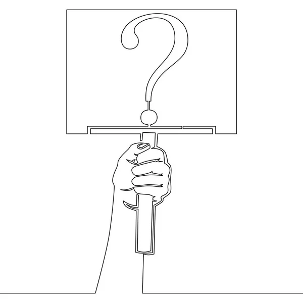 一条线手拿问号概念 — 图库矢量图片