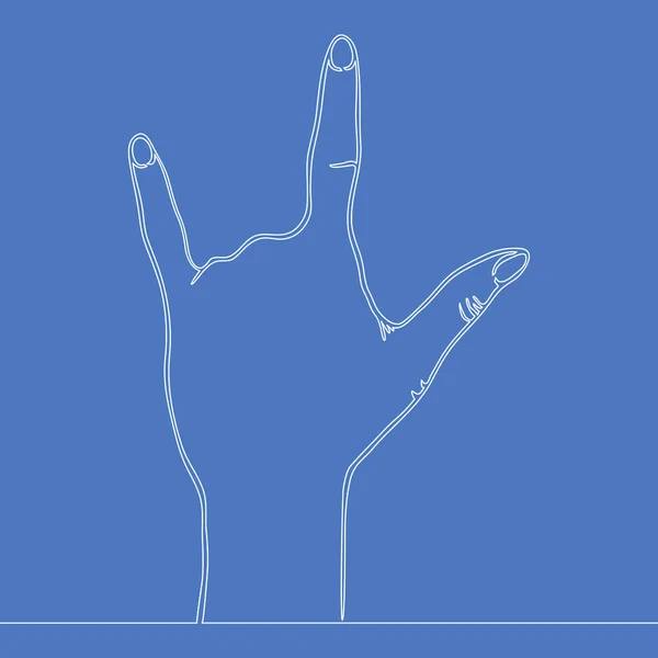 Continuous uma linha mão no conceito de gesto de rock — Vetor de Stock