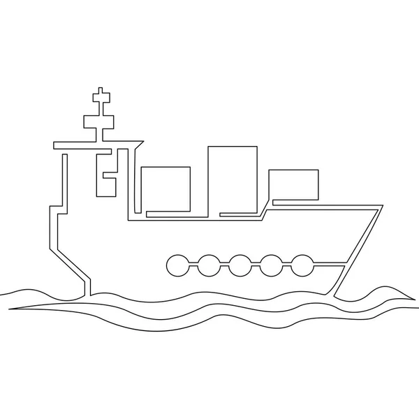 Συνεχής μία γραμμή φορτηγό πλοίο έννοια του διανύσματος — Διανυσματικό Αρχείο
