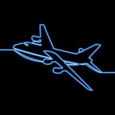 Tek hat yolcu uçağı neon konsepti