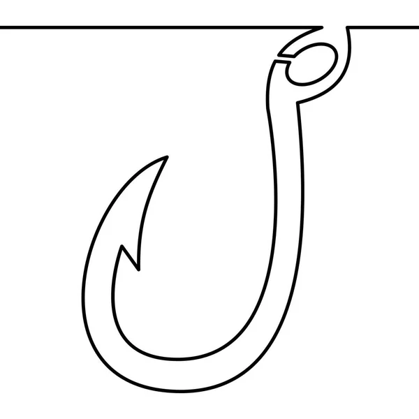 Doorlopende One line Fishing Hook icoon concept — Stockvector