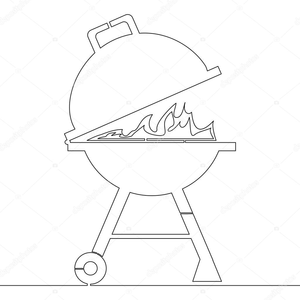 Continuous line barbecue Charcoal Grill concept