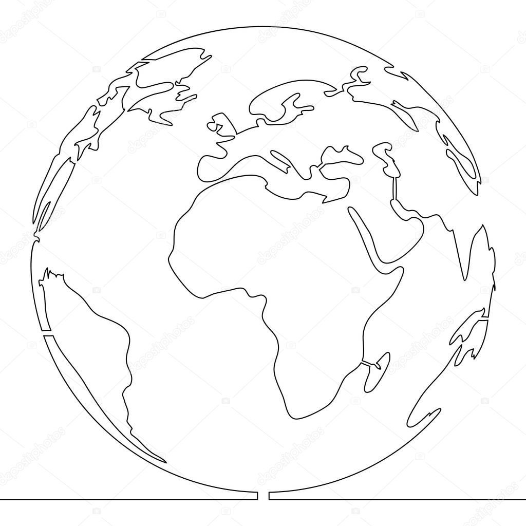Continuous one single line style world concept