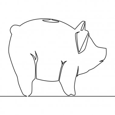 Sürekli bir çizgi piggy banka kavramı çizim