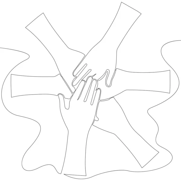 Безперервний креслення одного рядка Концепція об'єднання Teamwork — стоковий вектор