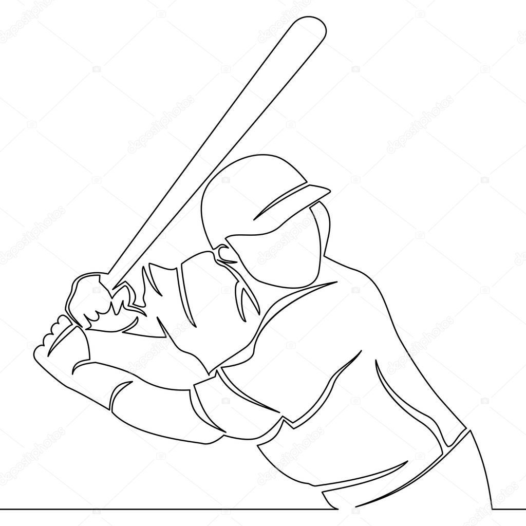 Continuous one line drawing baseball player
