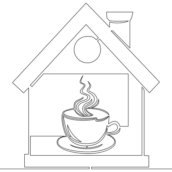 Непрерывная однострочная концепция кофейни — стоковый вектор