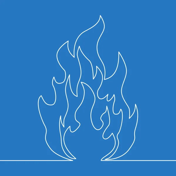 Sürekli bir çizgi çizim yangın simge kavramı — Stok Vektör