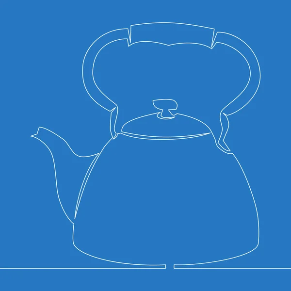 Концепция непрерывного рисования иконки чайника — стоковый вектор