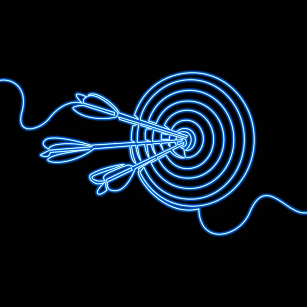 Hedef simgesi neon konseptinde bir çizgi çizim oku