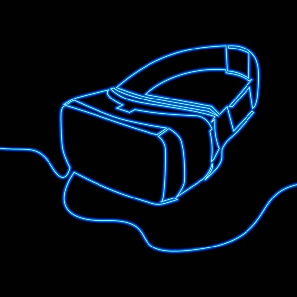 Uma linha desenhada Realidade Virtual conceito de néon — Vetor de Stock