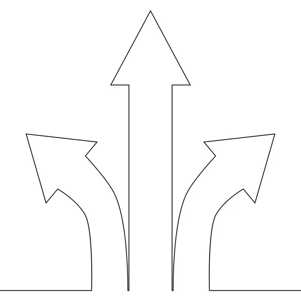 Concepção de escolha de flechas de desenho contínuo de uma linha — Vetor de Stock