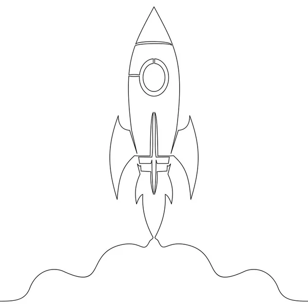 Doorlopende een lijntekening Rocket icon concept — Stockvector
