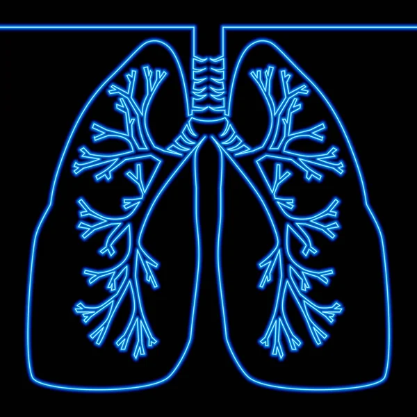 한 줄 드로잉 폐 의학 아이콘 네온 개념 — 스톡 벡터