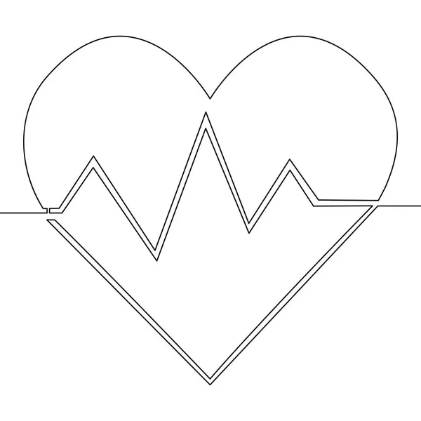 Continuo un concetto di battito cardiaco linea disegno — Vettoriale Stock