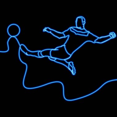 Bir çizgi çizim Futbolcu neon kavramı