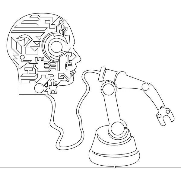 Jedna linia rysunku Inteligentna koncepcja fabryki — Wektor stockowy