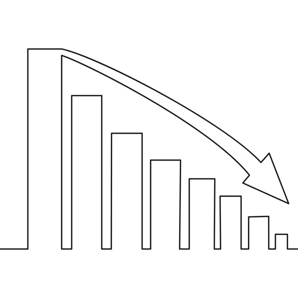 Een lijn tekening Business chart verlies concept — Stockvector