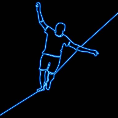 Bir çizgi çizen adam risk alıyor neon konsepti