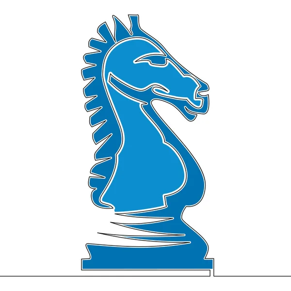 Flat continuous line Horse Knight chess concept — Stock Vector