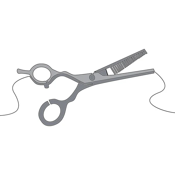 Flat Colorful Continuous Drawing Line Art Hair Scissors Icon Vector — Stock Vector