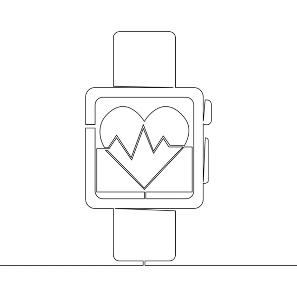 Desenho Contínuo Uma Única Linha Fitness Smart Watch Ícone Conceito — Vetor de Stock