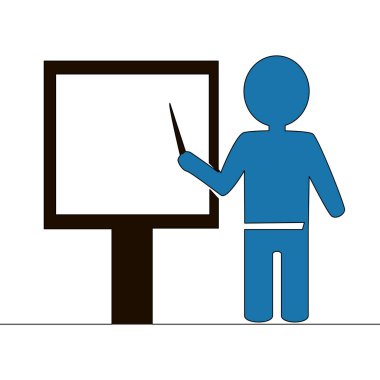 Düz renkli sürekli çizim çizim çizimi öğretmeni simge vektör illüstrasyon kavramında işaretçi gösteriyor