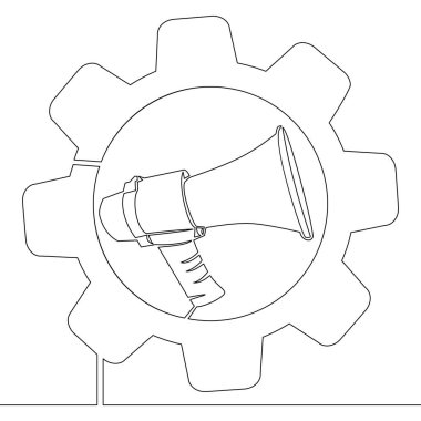 Sürekli tek bir satır halinde Megafon propaganda ikonu vektör illüstrasyon kavramı çiziliyor