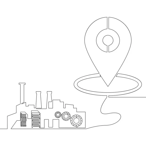 Безперервний Однорядковий Малюнок Локальної Виробничої Фабрики Векторні Ілюстрації Концепція — стоковий вектор