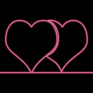 Sürekli tek bir çizgi, iki kupa simgesi, neon ışıklı vektör illüstrasyon konsepti çiziyor.