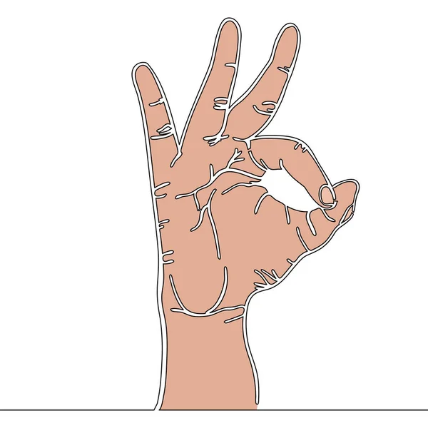 平面彩绘连续画线艺术完美手势图标矢量概念 — 图库矢量图片