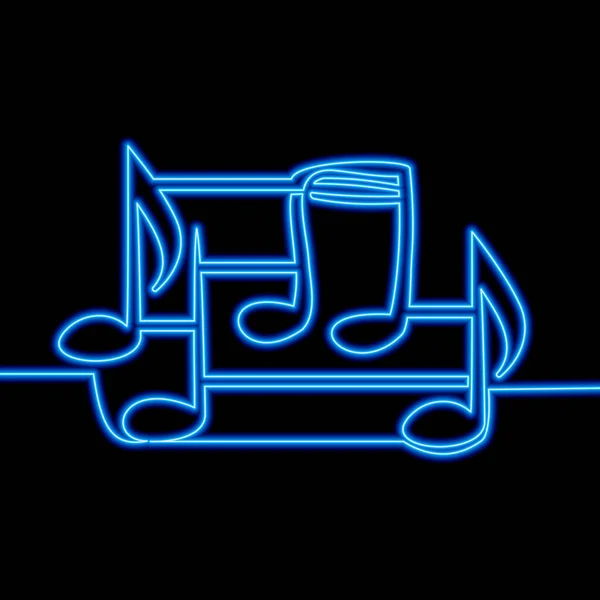 Continuous One Single Line Drawing Music Notes Icon Neon Glow — Stock Vector