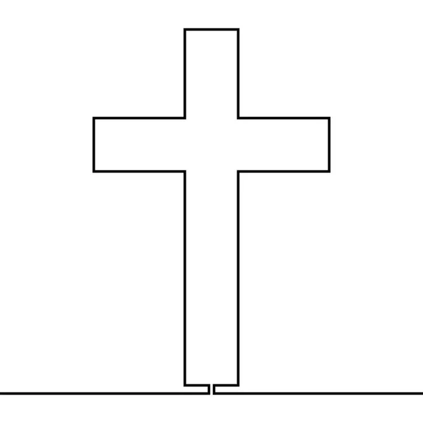 Ciągły Jeden Wiersz Rysunek Krzyż Latynoski Chrześcijaństwo Ikona Wektor Ilustracja — Wektor stockowy