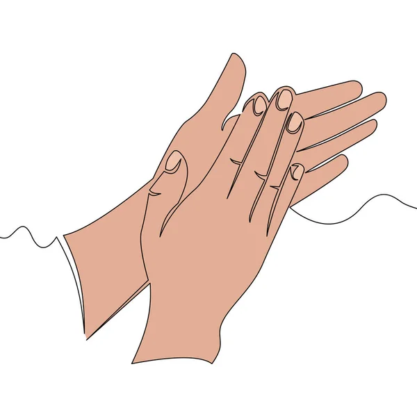 Плоска Барвиста Безперервна Лінія Малювання Мистецтво Плескання Аплодуючих Рук Значок — стоковий вектор