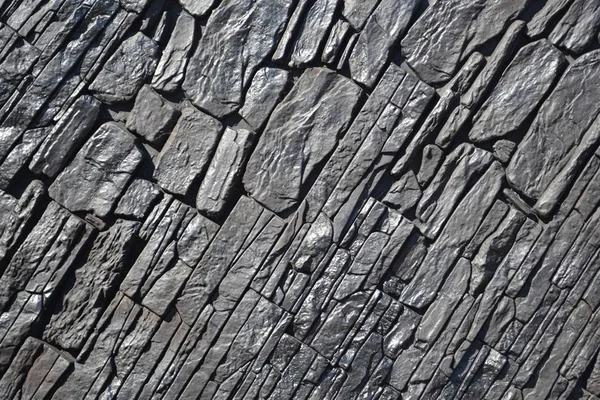 Pared Carbón Negro Vintage Soleada Piedra Antracita —  Fotos de Stock