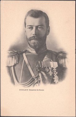 II. Nicholas-Rus İmparatoru, Polonya Kralı ve Finlandiya Büyük Dükü.Romanov İmparatorluk evi.Eski kartpostal Fransa,yaklaşık 1914