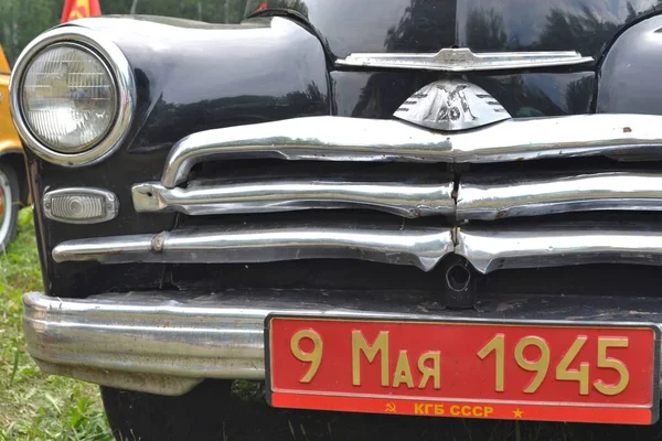 Russia Kemerovo 2019年 Gaz 20波贝达客车 编号为 1945年5月9日 苏联克格勃 博物馆保护区Tomsk Pisanitsa的复古汽车节 — 图库照片