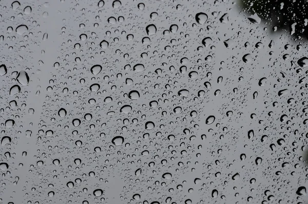 Gotas Chuva Vidro Janela Dia Chuvoso — Fotografia de Stock