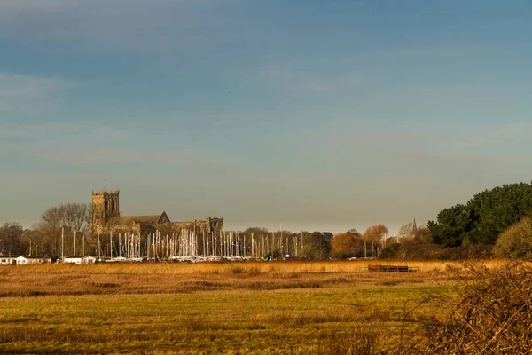 View Stanpit Marsh Christchurch Priory Dorset England — Stock Photo, Image