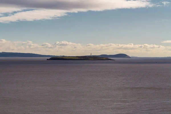 Flat Holm Island Lighthouse Bristol Channel Wales Somerset Avon Coast — Stock Photo, Image