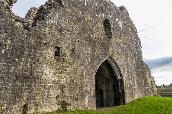 Büyük Avluya Kalesi Quentins Kalesi Llanblethian South Wales Duvara — Stok fotoğraf