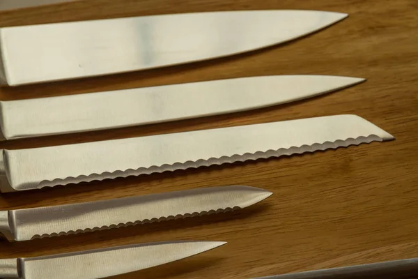 Cooks Knives Steel Line Chopping Board — Stock Photo, Image