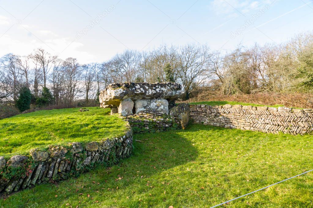 Tinkinswood Burial Chamber,  chambered long cairn. South Wales, United Kingdom.
