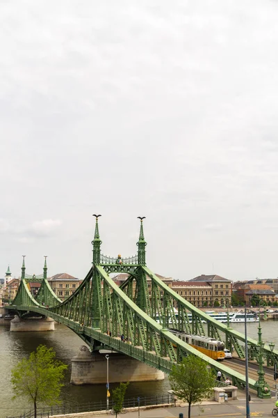 Budapest Ungern April Liberty Eller Freedom Bridge Donau Med Copyspace — Stockfoto