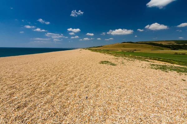 Żwirowej Plaży Koniec Żwir Banku Abbotsbury Dorset Anglia Wielka Brytania — Zdjęcie stockowe