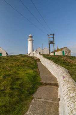 Beyaz deniz feneri Güney yığını, kutsal ada, Anglesey, Galler, Birleşik Krallık