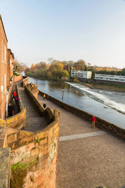 Editorial, Chester City Wall with River Dee, portrait — Stock Photo, Image