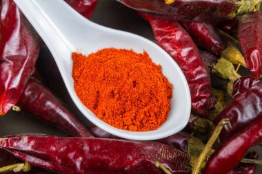 Biber yatağında kaşık Macar Paprika yakın