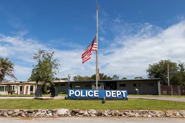 Front Policji Florydzie Flagą Pół Etatu — Zdjęcie stockowe