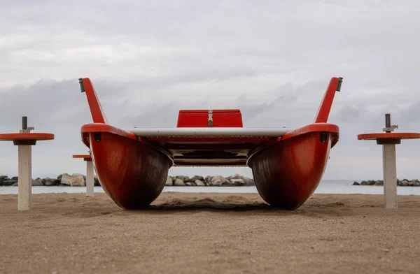 Lifeguard rescue vessel in a beach in the Riviera Romagnola area